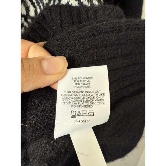 Express Fair Isle Black Knit Crewneck Sweater Cabincore Cozy Geometric NWT Men L - Picture 8 of 9